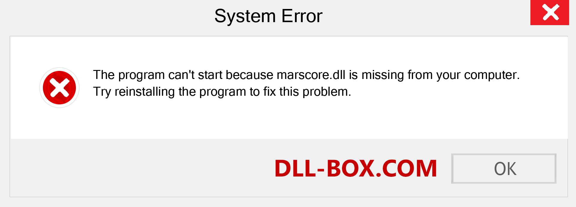  marscore.dll file is missing?. Download for Windows 7, 8, 10 - Fix  marscore dll Missing Error on Windows, photos, images